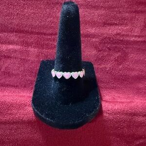 Gold Clad Enamel Heart Ring/PINK HEARTS